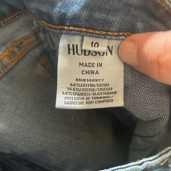 Hudson Jeans Girl's Size 10 Blue Denim Utility Pockets Frayed Hem - Picture 3 of 8